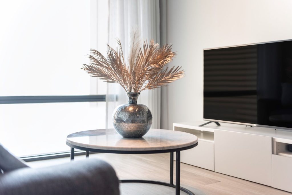 Channel Manager Ferienwohnung – modern eingerichtetes Wohnzimmer einer Ferienwohnung