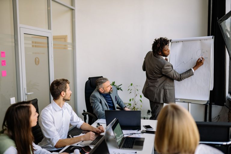 Erste Führungsebene im Startup besetzen: Führungsteam im Meeting